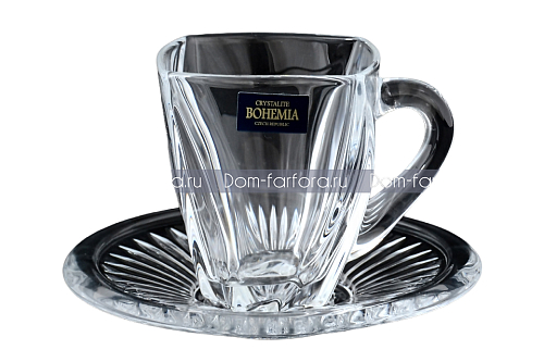 Набор чайных пар 6пер 12пр Neptune Crystalite Bohemia