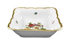 Салатник 21см квадратный глубокий 1шт Мейсенский букет Queen's Crown