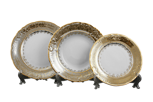 Набор тарелок 18пр Фредерика Бежевый лист