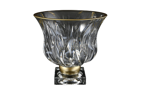 Фруктовница 24,5см на ножке Flame Матовое золото AS Crystal