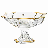 Фруктовница 33см на ножке Neptune Матовое золото Pallme Konig As Crystal