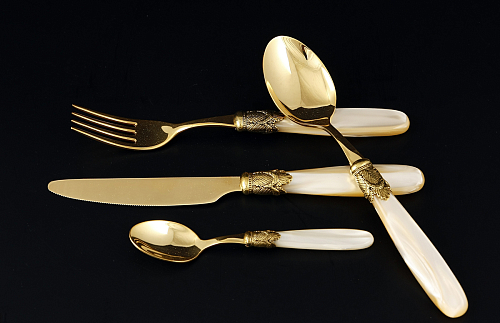 Набор столовых приборов 24пр Ischia Antique Gold Shampagne Gold Domus Design