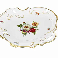 Салатник ракушка 1шт Мейсенский букет Queen's Crown