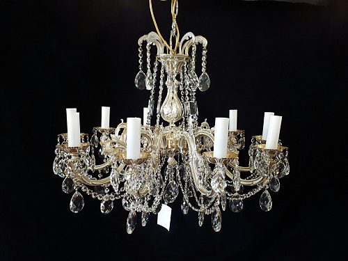 Люстра 10 рожковая патина с белыми плафонами Royal Bohemia