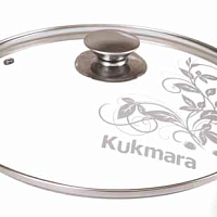 Крышка стеклянная 22см с ободком и ручкой из нерж. стали Кукмара