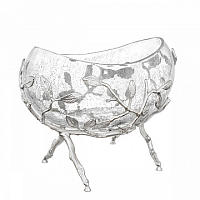 Конфетница ладья Серебро 21*12,19,5см Белый обгез Taj Glass