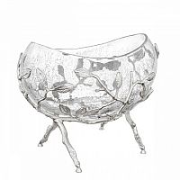 Конфетница ладья Серебро 21*12,19,5см Белый обгез Taj Glass