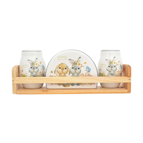 Набор для сервировки 3пр на подставке Spring Bunnies Набор для сервировки 3пр на подставке Spring Bunnies