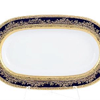 Блюдо овальное 24см Constanza Cobalt Gold 9320 Falkenporzellan 