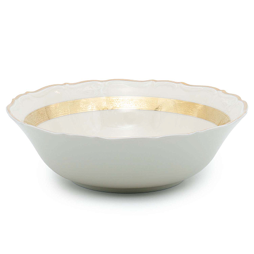 Салатник 25см 1шт Золотая лента Слоновая кость