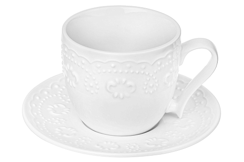 Чайная пара 260мл Белый узор Еlan Gallery